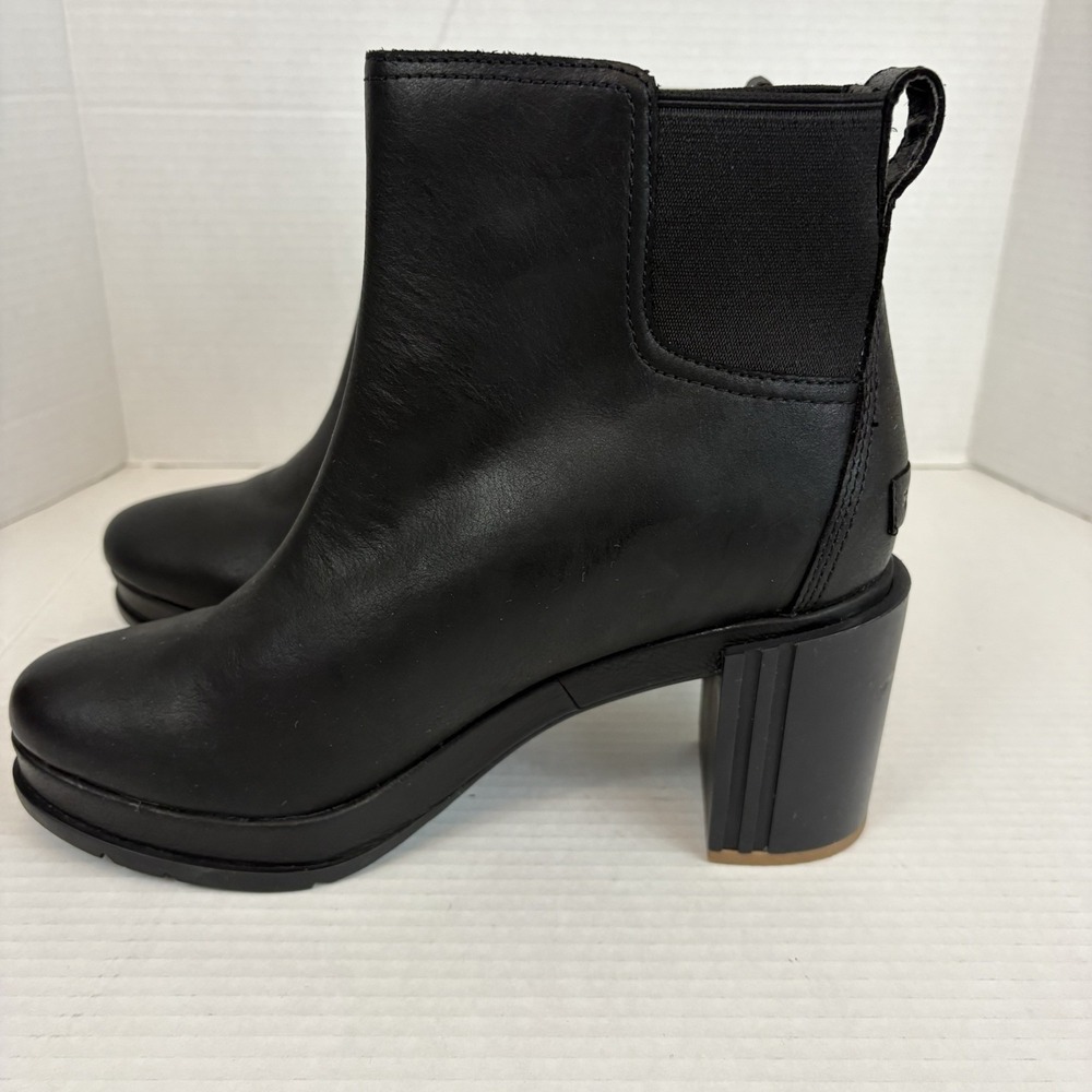 Sorel Blake Women's Size 10 Black Leather Chelsea Platform Heeled Ankle Boots - Picture 7 of 12